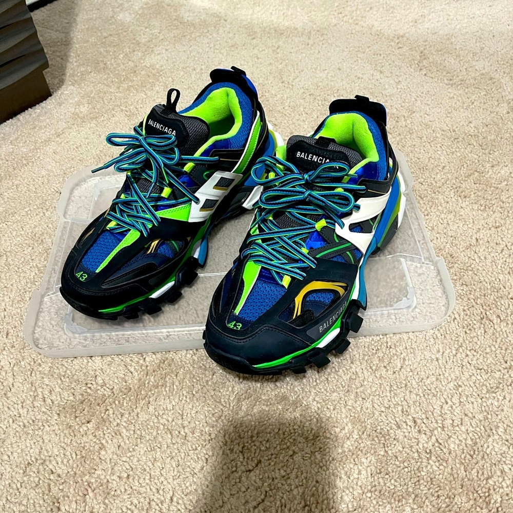Balenciaga Multicolor Blue Neon Green Black Track Sneakers